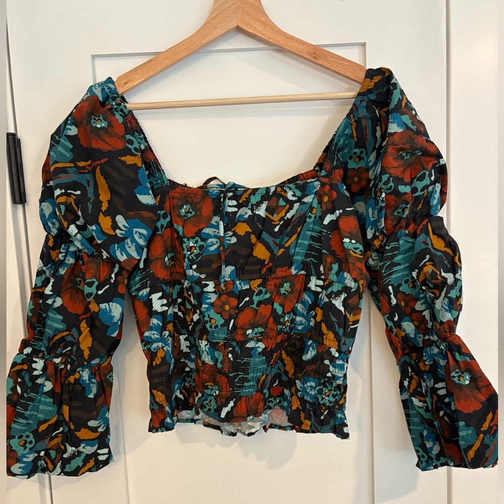 Anthropologie- Porridge Puff Sleeve (S) Crop Top NWOT